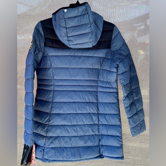 Reebok Women’s Long Length Quilted Puffer Parka Coat Blue - Picture 5 of 10